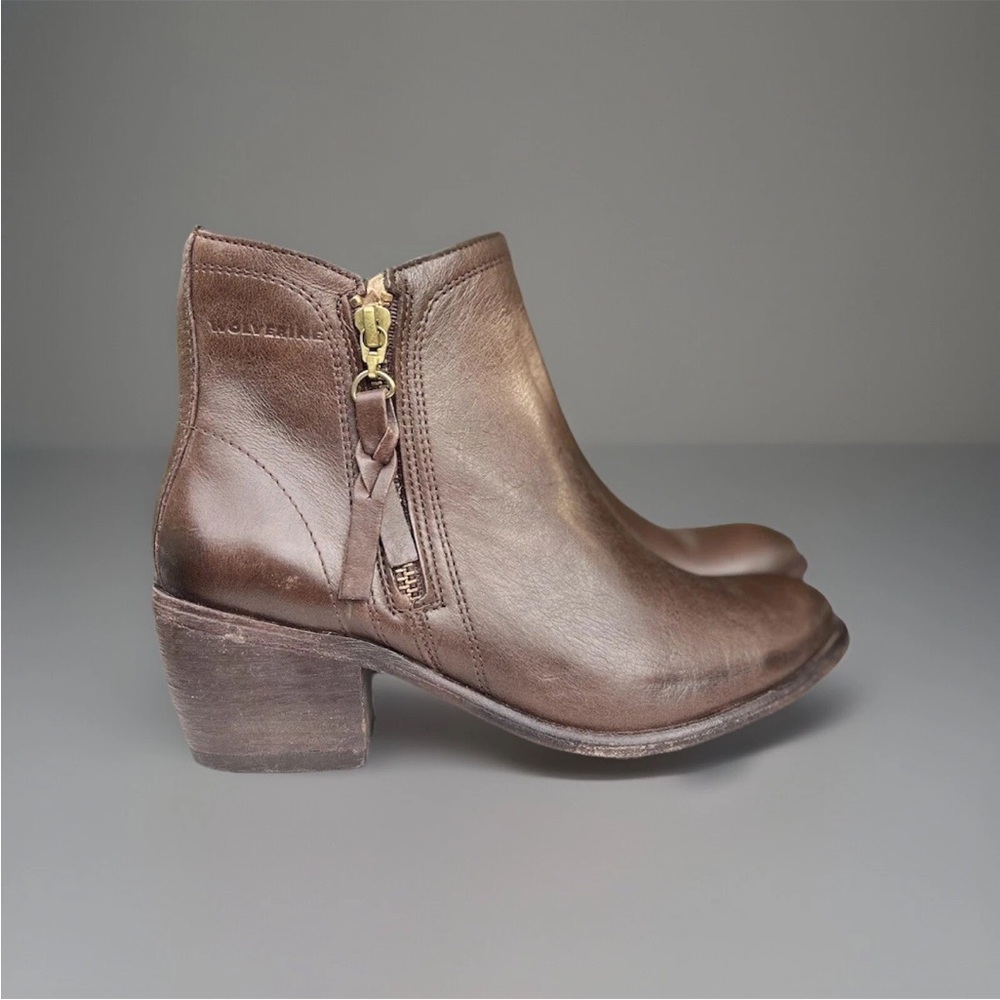 Wolverine Brown Leather Ankle Boots Western Casual Size 6